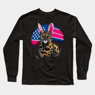 Patriotic Serval Long Sleeve T-Shirt